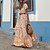 cheap Casual Dresses-Women&#039;s Maxi long Dress A Line Dress Orange Short Sleeve Ruched Print Floral Print V Neck Spring Summer Casual Sexy 2022 S M L XL XXL 3XL