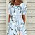 cheap Casual Dresses-Women&#039;s Casual Dress Floral Dress Midi Dress Light Blue Floral Short Sleeve Spring Summer Ruched Basic Crew Neck Loose Fit Daily Vacation Weekend 2023 S M L XL XXL 3XL