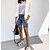 cheap Jeans-Women&#039;s Jeans Shorts Denim Blue Fashion Mid Waist Tassel Fringe Side Pockets Casual Weekend Knee Length Micro-elastic Plain Comfort S M L XL XXL