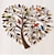 abordables esculturas de pared-Corazón árbol metal pared arte corazón árbol pared colgante decoración pájaro rebaño árbol de la vida decoración de pared 25x25cm