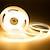 baratos Faixas de Luzes LED-Cob flexível luz de tira led de alta densidade 5m 16.4ft branco frio quente cri 90+ 8mm de largura fita led regulável para quarto cozinha casa decoração interna dc12v