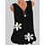 abordables Hauts pour Femme-Débardeur Camisoles Femme Noir Floral Imprimer Sans Manches du quotidien Vacances Vêtement de rue Casual Col V Normal Standard Fleur S / 3D effet