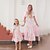 cheap Dresses and Jumpsuits-Mommy and Me Dresses Tie Dye Street Print Pink Short Sleeve Midi Mommy And Me Outfits Cute Matching Outfits