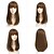 abordables Perruques Synthétiques-perruques de cheveux raides bruns pour les femmes perruques brun clair avec une frange mise à niveau des perruques synthétiques en fibre douce