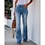 cheap Jeans-Women&#039;s Fashion Wide Leg Side Pockets Flare Jeans Bell Bottom Full Length Pants Micro-elastic Casual Weekend Denim Solid Color Mid Waist Comfort Blue S M L XL XXL