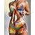 preiswerte Bikini-Sets-Damen Badeanzug Bikinis 2 Stück Normal Bademode Blätter Hoch tailliert Orange V-Wire Ausschnitt Gefüttert Badeanzüge Urlaub Sexy Sport / Gurt / neu / Gurt