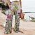 cheap Women&#039;s Pants-Women&#039;s Culottes Wide Leg Chinos Pants Trousers Green Pink Yellow Mid Waist Fashion Casual Weekend Side Pockets Print Micro-elastic Full Length Comfort Flower / Floral S M L XL XXL / Loose Fit