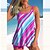 cheap Tankinis-Women&#039;s Swimwear Tankini 2 Piece Plus Size Swimsuit Backless 2 Piece Geometic Blue Rosy Pink Fuchsia Scoop Neck Bathing Suits New Stylish Vacation / Modern
