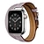 billige Apple Watch-bånd-Double Tour Kompatibel med Apple Watch-klokkereim 38mm 40mm 41mm 42mm 44mm 45mm 49mm Metalllås Justerbar Ekte lær Erstatningsklokkerem til iwatch Ultra 2 Series 9 8 7 SE 6 5 4 3 2 1