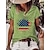 billige T-skjorter og tanktopper-Dame T skjorte Grønn Hvit Svart Amerikansk flagg Trykt mønster Kortermet Avslappet Helg Grunnleggende Rund hals Normal S