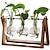 cheap Vases &amp; Basket-Creative Wooden Frame Glass Vase Tabletop Terrarium Hydroponics Plant Vases Bonsai 3 Transparent Flower Pot with Wooden Tray Home Decor