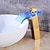 cheap Classical-LED Bathroom Sink Mixer Faucet Waterfall Spout 3 Color Temperature, Tall Vessel Taps Single Handle One-hole Monobloc Basin Taps Washroom