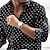 baratos camisa de botão masculina-Homens Camisa Social Camisa havaiana camisa de botão camisa de verão Preto Azul Cinzento Manga Longa Poá Aberto para a Lateral Ao ar livre Rua Botão para baixo Roupa Moda Casual Respirável Confortável