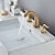 abordables Agujeros múltiples-Grifo de lavabo de baño generalizado, grifos de baño de latón antiguo de dos manijas y tres agujeros
