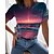 cheap Tees &amp; T Shirts-Women&#039;s T shirt Tee 3D Ocean Casual Holiday Going out Painting Short Sleeve T shirt Tee Round Neck Print Basic Essential Holiday Hawaiian Red S / 3D Print