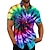 cheap Men&#039;s 3D Shirts-Men&#039;s Shirt Tie Dye Turndown Rainbow Short Sleeve Print Outdoor Street Button-Down Print Tops Fashion Designer Casual Breathable / Summer / Spring / Summer