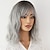 abordables perruque plus âgée-perruque synthétique ondulée avec frange perruque faite à la machine cheveux synthétiques courts partie douce pour femme facile à transporter perruques grises ombrées