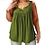cheap Women&#039;s Plus Size Tops-Women&#039;s Plus Size Tops T shirt Tee Plain Ruched Button Sleeveless Round Neck Sexy Streetwear Daily Back to School Polyester Spring Summer Green White