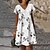 olcso Női ruhák-Női Váltó ruha Rövid mini ruha Fehér Fekete Rubin Rövid ujjú Virágos Nyomtatott Tavasz Nyár V-alakú Alkalmi Szabadság 2022 S M L XL XXL 3XL