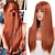 cheap Synthetic Wig-Copper Red Wig with Bangs Long Straight Ginger Wigs for Women Heat Resistant Synthetic Fiber Colored Wigs for Daily Cosplay Party