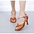 cheap Latin Shoes-Women&#039;s Latin Shoes Dance Shoes Indoor Professional ChaCha Basic Heel Flared Heel Cross Strap Brown / Satin
