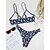 cheap Bikini Sets-Women&#039;s Swimwear Bikini 2 Piece Normal Swimsuit Printing 2 Piece Jacquard Black Blue Army Green Strap Padded Bathing Suits Vacation Sexy Sexy