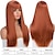 abordables Pelucas-Peluca roja de cobre con flequillo, pelucas de jengibre largas y rectas para mujeres, pelucas de colores de fibra sintética resistentes al calor para la fiesta de cosplay diaria
