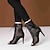 preiswerte Tanzstiefel-Damen Tanzstiefel Tango-Schuhe Innen Leistung Samba Stiefel Schnürsenkel Farbaufsatz Tüll Stöckelschuh Offene Spitze Reißverschluss Erwachsene Schwarz