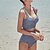 cheap Bikini Sets-Women&#039;s Swimwear Bikini 2 Piece Normal Swimsuit Houndstooth Tie Dye Push Up High Waisted Blue Scoop Neck Padded Bathing Suits Casual Sexy New