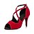 זול נעליים לטיניות-בגדי ריקוד נשים נעליים לטיניות נעלי ריקוד בבית הצגה ChaCha עקבים שחבור צבע אחיד סלים גבוהה עקב רצועת קרוס אדום