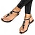 billige Sandaler til kvinder-kvinders sandaler med stropper boho strand flade sandaler barfodet sandaler daglig strand ensfarvet sommerspænde flad hæl rund tå vintage afslappet t-rem sort hvid guld