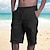 billige hør shorts-Herre Shorts Linneshorts Sommer shorts Strandshorts Multi lomme Vanlig Knælængde Strand Hawaiiansk Afslappet Sort Hvid Uelastisk