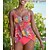 cheap Tankinis-Women&#039;s Swimwear Tankini 2 Piece Normal Swimsuit Floral Print High Waisted Red Plunge Padded Bathing Suits Vacation Sexy Sports