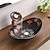 cheap Vessel Sinks-Bathroom Vessel Sink with Faucet Mounting Ring and Pop Up Drain Round Bowl BasinBrown