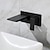 hesapli Duvara monte-banyo lavabo bataryası - duvara montaj / şelale elektroliz / fırçalanmış altın / siyah boyalı yüzeyler duvara monte banyo musluklarının içine monte edilir