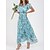 cheap Maxi Dresses-Women&#039;s Maxi long Dress A Line Dress Green Blue Short Sleeve Ruched Print Floral V Neck Spring Summer Elegant 2022 S M L XL XXL 3XL / Cotton