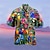 tanie Męska koszula hawajska-Męskie Koszula Koszula hawajska Koszula z grafiką Papuga Wieczorne Zielony Druk 3D Na zewnątrz Ulica Przycisk w dół Odzież Designerskie Codzienny Hawajskie Wygodny / Krótki rękaw / Krótki rękaw