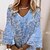 cheap Casual Dresses-Women&#039;s Short Mini Dress A Line Dress Light Blue 3/4 Length Sleeve Ruched Print Floral V Neck Fall Winter Elegant Casual 2022 S M L XL XXL 3XL
