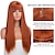 cheap Synthetic Wig-Copper Red Wig with Bangs Long Straight Ginger Wigs for Women Heat Resistant Synthetic Fiber Colored Wigs for Daily Cosplay Party