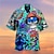 cheap Men&#039;s 3D Shirts-Men&#039;s Shirt 3D Print Skull Turndown Street Casual Button-Down Short Sleeve Tops Casual Hawaiian Comfortable Beach Green Blue Red