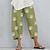 Χαμηλού Κόστους γυναικείο βαμβακερό λινό παντελόνι-Γυναικεία κινέζικα Πλατύ παντελόνι ανάπαυσης Ψεύτικο Λινό Τσέπη Σακουλιασμένος Στάμπα Μεσαία Μέση Μέχρι τον αστράγαλο Γκρίζο Πράσινο Καλοκαίρι