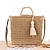 cheap Bags-Women&#039;s Polyester Cotton Crossbody Bag Top Handle Bag Straw Bag Daily Going out Solid Color Camel Beige