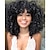 cheap Black &amp; African Wigs-Short Curly Afro Wigs for Black Women 14 Inch Medium Curly Wig with Bangs Soft Kinky Curly Black Synthetic Hair Replacement Wigs Natural Looking Loose Curly Wig for Daily Party