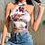 cheap Women&#039;s Tops-Women&#039;s Crop Top Floral Holiday Weekend Floral Crop Top Tank Top Camis Sleeveless Print Halter Neck Casual Streetwear White Black S / 3D Print
