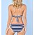 cheap Bikini Sets-Women&#039;s Swimwear Bikini 2 Piece Normal Swimsuit Striped High Waisted Navy Blue V Wire Padded Bathing Suits Vacation Sexy Sports