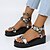 hesapli Kadın Sandaletleri-Kadın&#039;s Sandaletler Platform Sandalet baba sandalet Düz Taban Burnu Açık PU Deri Gizli Bant Sonbahar Yaz Siyah Yeşil Kahverengi