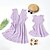 hesapli Elbiseler ve Tulumlar-Annem ve ben Elbiseler Aile Setleri Tek Renk Günlük Dantelli Mor Kolsuz Diz-boyu Günlük Eşleşen kıyafetler / Bahar / Yaz / Fırfırlı / Kırk Yama / Fiyonklar
