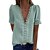 cheap Women&#039;s Tops-Women&#039;s Blouse Plain Daily Weekend Blouse Shirt Short Sleeve Lace Trims V Neck Casual Streetwear Green Gray Purple S