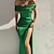 cheap Party Dresses-Women&#039;s Party Dress Satin Dress Green Dress Midi Dress Black Wine Blue Pure Color Sleeveless Spring Summer Ruched Fashion Off Shoulder Wedding Party Evening Party 2023 S M L XL XXL 3XL