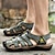 ieftine Sandale Bărbați-Bărbați Sandale Sandale din piele Papuci de plajă Sandale de drumeții în aer liber Sandale de Sport Casual Stiluri de Plajă În aer liber Zilnic Piele Nappa Respirabil Panglică Negru Albastru Trifoi